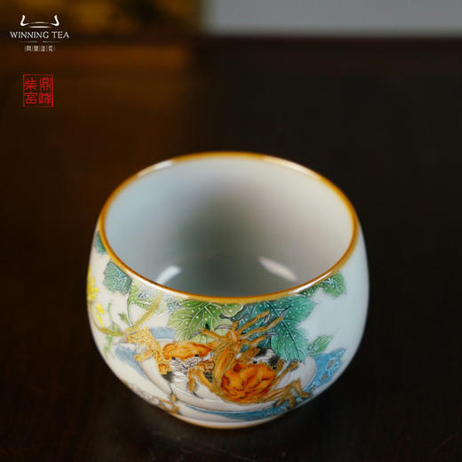 问鼎汝瓷鼎峰柴窑天青容华杯（描金绘画富甲天下）（缺货） 商品图1