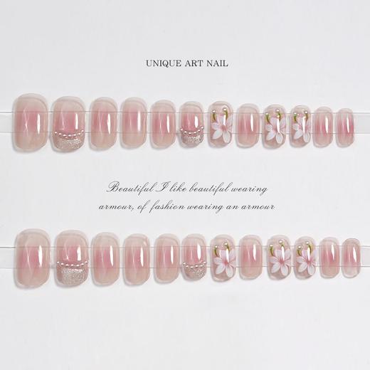 美甲显白穿戴甲假指甲贴片可拆卸春日珍珠花冬穿戴甲中长款女 商品图5