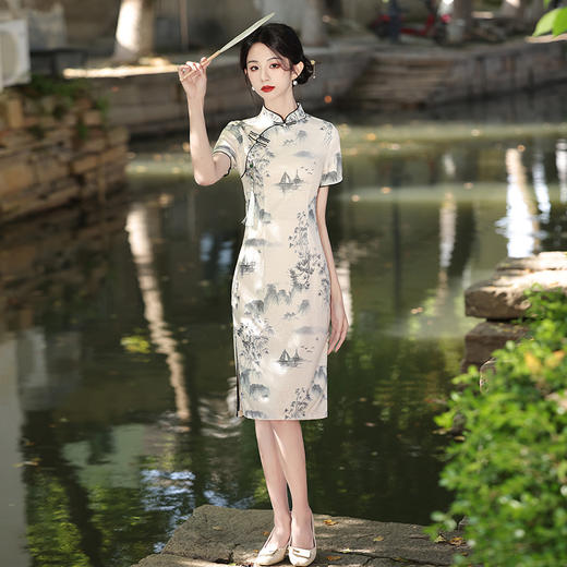 江南水乡夏款韩国麻显瘦日常旗袍MLS6936 商品图4