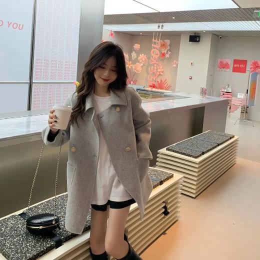 【梨泰院大衣】中长款双排扣毛呢大衣 商品图2