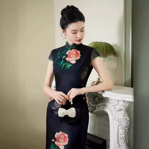 A2024新款新中式旗袍长款中国风复古改良优雅显瘦连衣裙端庄大气款 商品图2