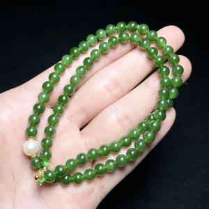 S925碧玉项链-DIY珍珠碧玉延长链圆珠 商品图0