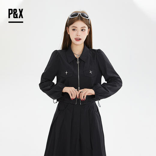 P&X设计师女装秋季显瘦休闲气质连衣裙套装长裙 824314182 黑色 商品图2