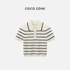 COCO ZONE 2024女士条纹短袖上衣POLO翻领毛针织衫CC1A0576 商品缩略图0