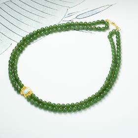 玉美人菲菲-s925和田玉苹果绿项链5mm