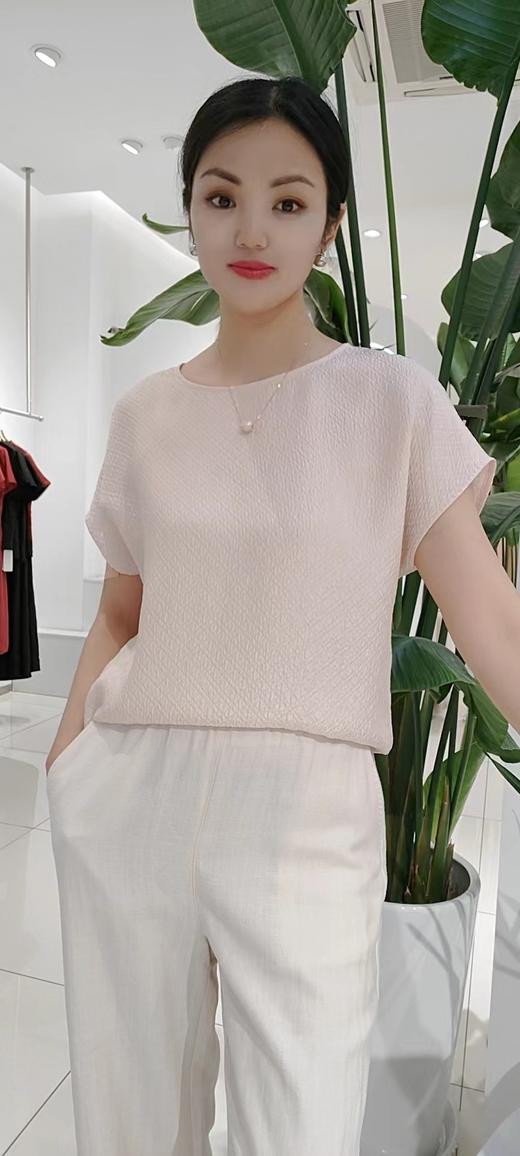 488105三色真丝雕花上衣，粉 黑  蓝 L-4XL 商品图8