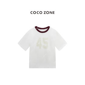 COCO ZONE 时尚撞色圆领短袖T恤设计感数字上衣CC1B1334