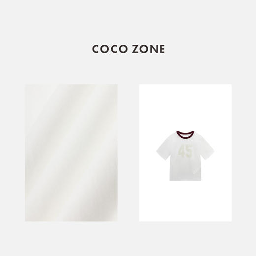 COCO ZONE 时尚撞色圆领短袖T恤设计感数字上衣CC1B1334 商品图2