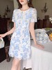 张心子【青花瓷】小香风重工水溶蕾丝连衣裙女夏轻奢钩花镂空短裙 U2407010 商品缩略图5