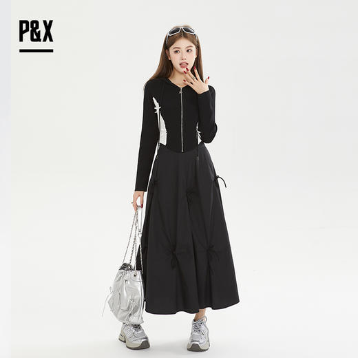 P&X设计师女装秋季休闲连帽修身时尚短款针织衫 824331198 黑色 商品图1