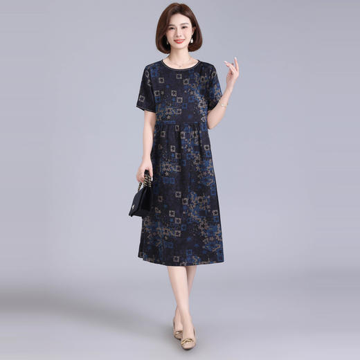 MC 40K宽松过膝裙洋气妈妈大码连衣裙 商品图3