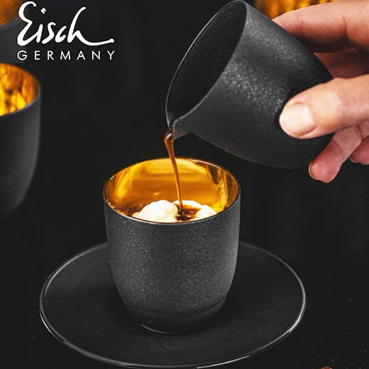 德国Eisch进口镀金色轻奢咖啡杯碟拿铁意式浓缩杯套装 商品图1