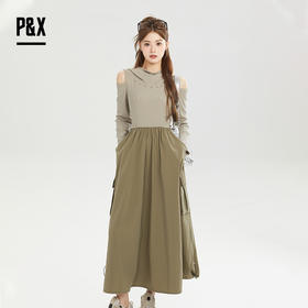 P&X设计师女装秋季 气质休闲高腰针织连衣长裙 824308397 浅绿