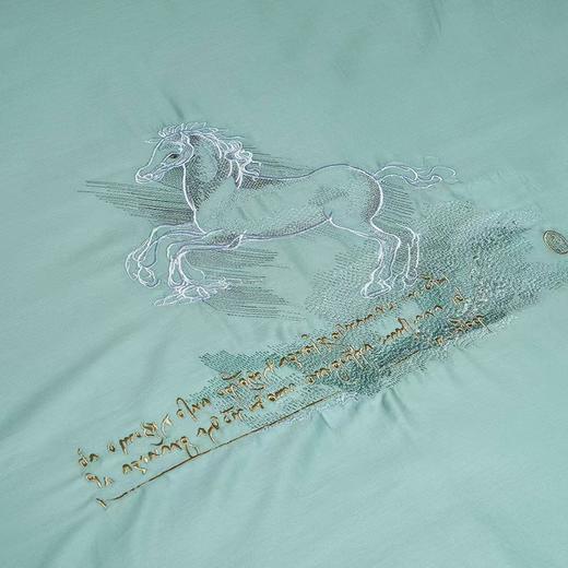 【春上新】10楼 富安娜 素绣床单四件套-达芬奇密码/绿 ·灰  吊牌价3680-3980元  活动价1499-1599元 商品图5