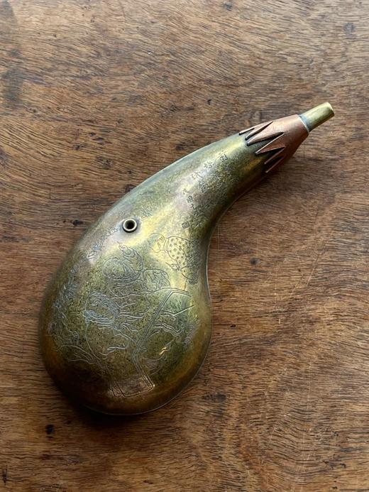 黄銅镶红銅刻花茄子形水滴，顺丰包邮 商品图1