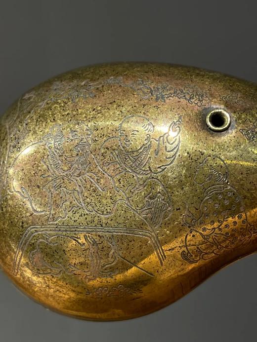 黄銅镶红銅刻花茄子形水滴，顺丰包邮 商品图5