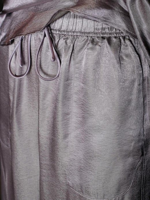 盛唐婧 |暮山紫桑蚕丝暗纹提花双面穿直筒裤 商品图8