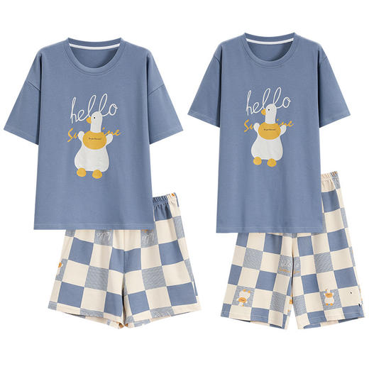 【像云朵一样软绵绵~】情侣睡衣 女夏季短袖短裤 新款套装 简约宽松男士家居服 无印可外穿睡衣-QQ 商品图4