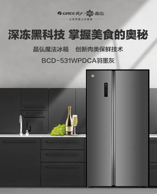 GREE格力 晶弘冰箱 BCD-531WPDCA/羽墨灰 商品图0