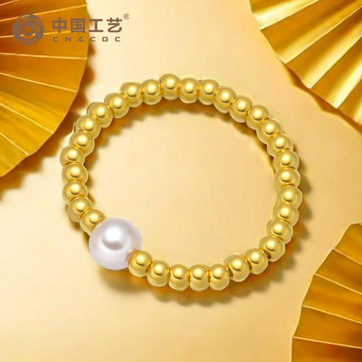 中国工艺-白月光珍珠金珠戒指 足金戒指 商品图1