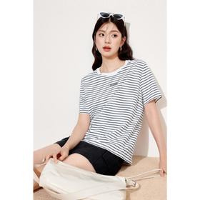 5楼诗凡黎服饰圆领条纹短袖（“值得系列”）