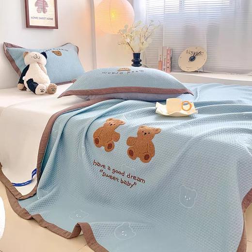凉席冰感豆豆凉席可爱小熊卡通床盖款冰丝空调凉席三件套 商品图0