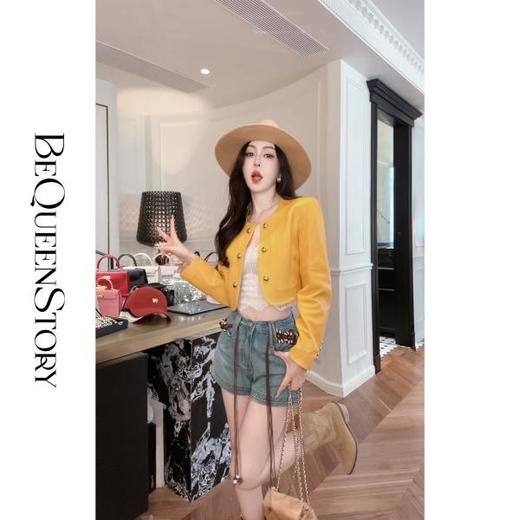 【孤品样衣，不退不换】【瑰丽晚宴】高级感双排金属扣显瘦酷飒风短款皮衣外套 商品图2