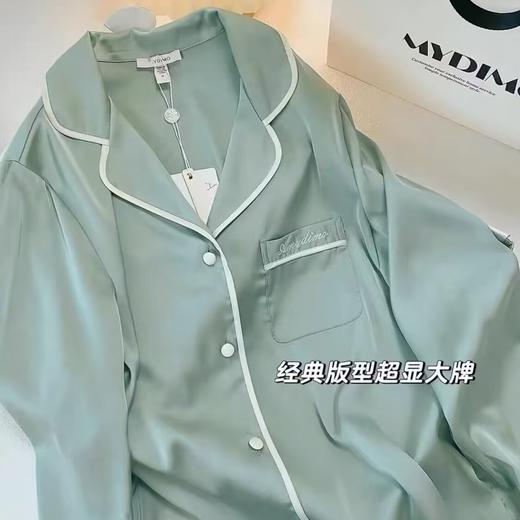 新款冰丝睡衣女 缎面丝绸蕾丝高级感春夏季潮流长袖薄款仿真丝家居服套装可外穿家居服 商品图3