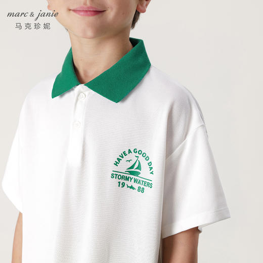 【凉感快干】马克珍妮男童休闲学院短袖polo衫儿童上衣夏装240788 商品图2