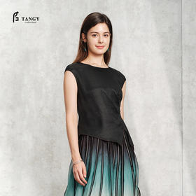 TANGY Collection天意精品2024夏季新品雅致修身女士茛绸上衣