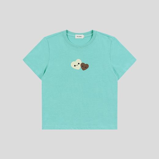 GOODBAI双色表情爱心印花正肩短袖T恤 商品图2