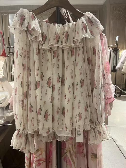 【门店同款】ENJOY春季压褶印花一字肩上衣 155945172 商品图1