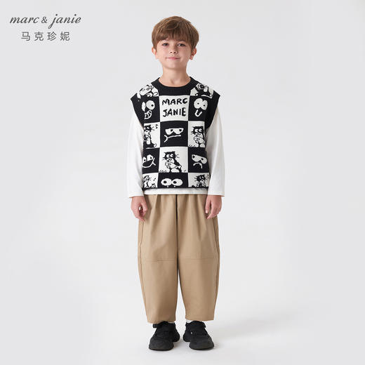 【柔蓝绒】马克珍妮男童猫咪针织马甲 儿童背心春秋款上衣231309 商品图1