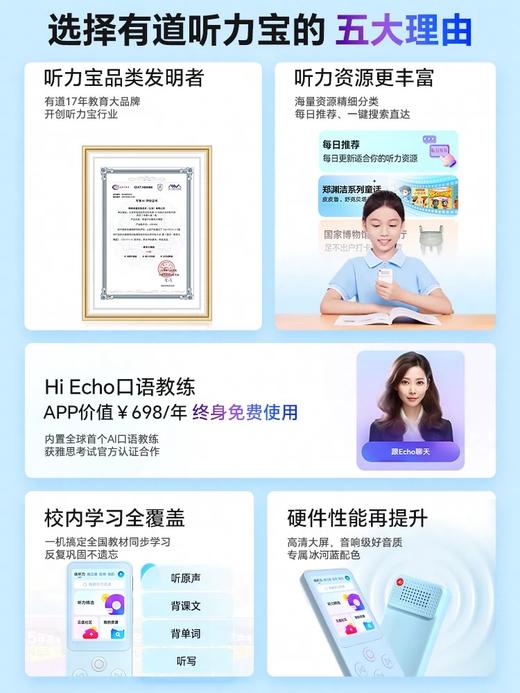 【官方正品】有道听力宝 E6 Pro 既是听力神器 更是口语教练 商品图4
