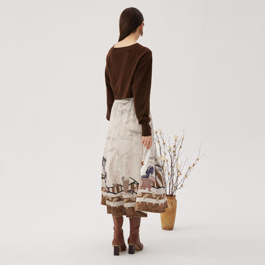 【湘绣系列】谜底两件式连衣裙2024秋款丝绒吊带裙+毛衫243GL1177 商品图2