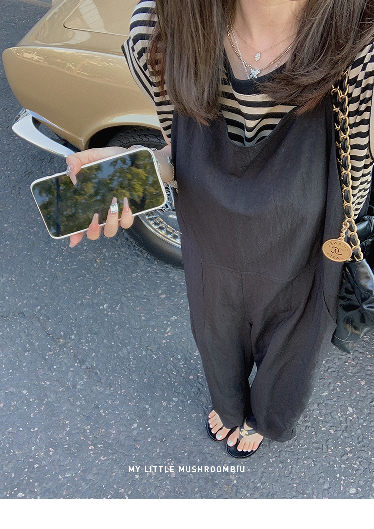 金蘑菇菇 Marylenone周末的慢节奏 黑色背带裤