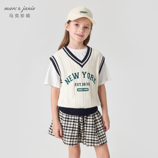 【学院风】马克珍妮秋装新款 男女童字母V领针织马甲231836 商品图2