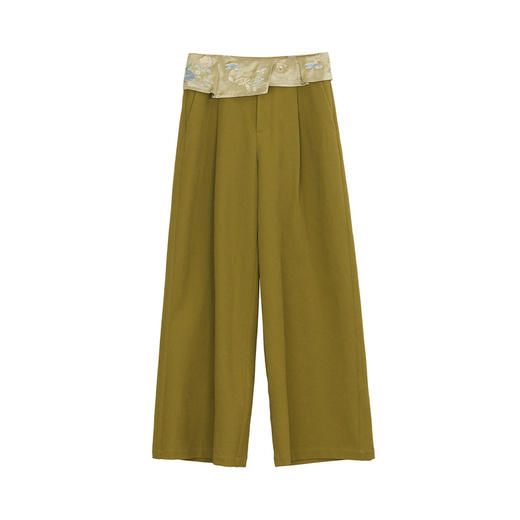 谜底阔腿裤女士2024秋新品通勤风腰头拼接特色宽松长裤243MK1024 商品图4