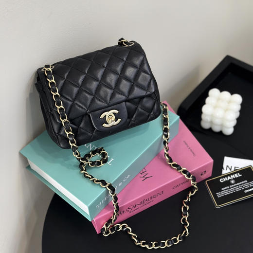 CHANEL 方胖子 黑金 羊皮 斜挎包 商品图2