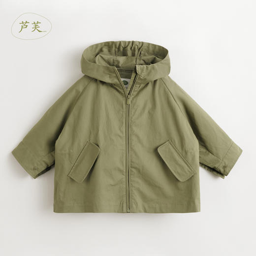 【马克珍妮 芦芙】女童纯棉宽松连帽风衣外套儿童春装新款240189 商品图2