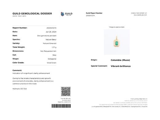 0.72ct 祖母绿吊坠 商品图5