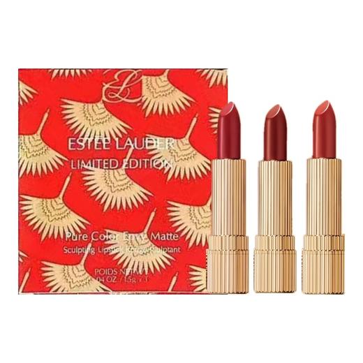 【保税区包邮直发】【品牌授权】雅诗兰黛绝色倾慕唇膏百褶小金管  限量版口红三件套礼盒 1.5g*3支 -F 商品图0