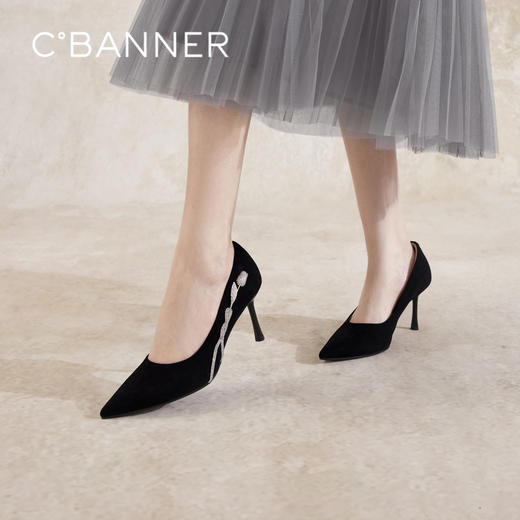 【静音系列】千百度郁金香羊皮细高跟鞋秋季尖头单鞋A24411162 商品图0