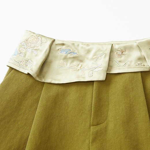 谜底阔腿裤女士2024秋新品通勤风腰头拼接特色宽松长裤243MK1024 商品图3