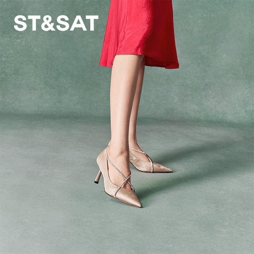 星期六优雅尖头交叉钻条细高跟SSC3111093 商品图4