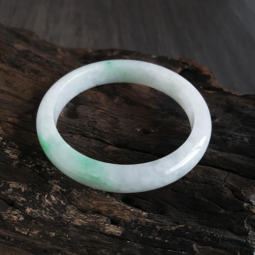 【天然正品】然无杂裂糯种飘绿54号翡翠手镯200624NJS21 商品图1