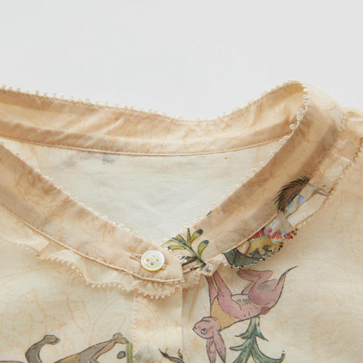 谜底湘绣印花衬衫女2024秋新品优雅气质通勤衬衣七分袖243MC1041 商品图3