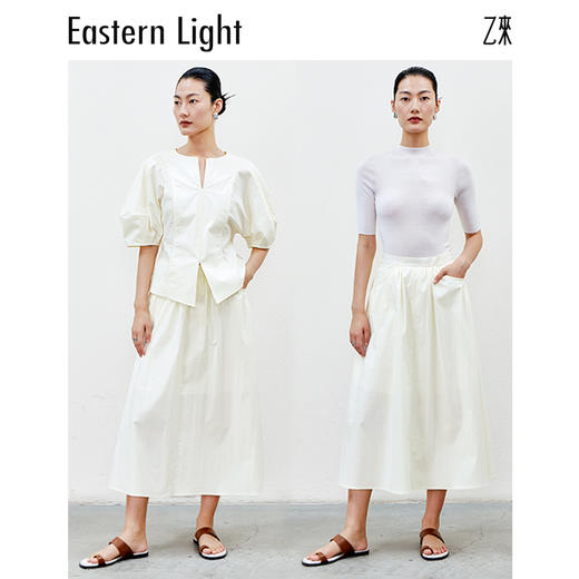Eastern Light乙来 夏季新款百褶裙设计感a字半身裙子抽褶伞裙 商品图3