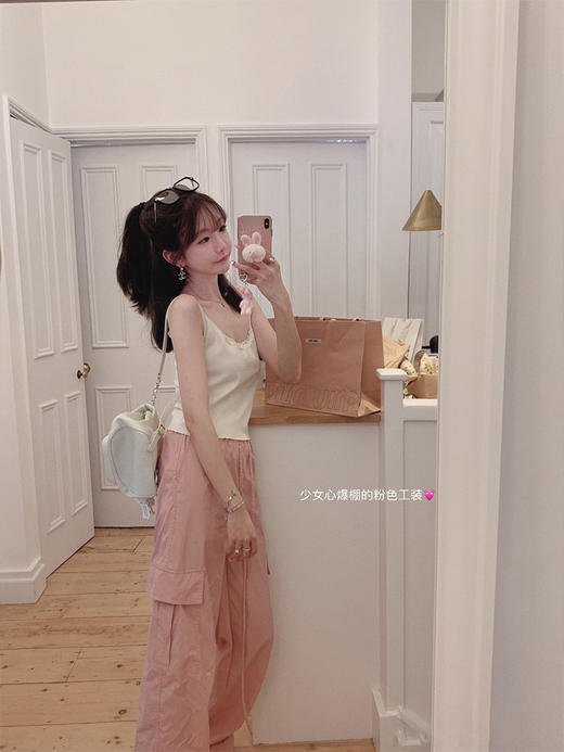 金蘑菇菇 妮妮的常服 / 芭蕾少女也爱工装 薄款松紧腰甜酷工装裤 商品图6