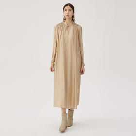 【湘绣系列】谜底A字型连衣裙长袖2024秋款优雅盘扣长裙243ML1022